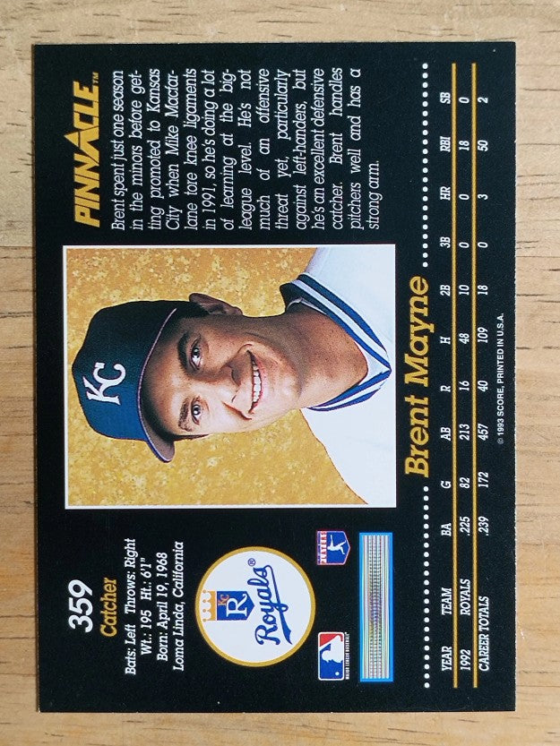 1993 Pinnacle #359 Brent Mayne