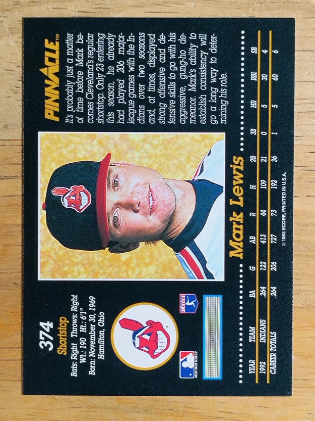 1993 Pinnacle #374 Mark Lewis