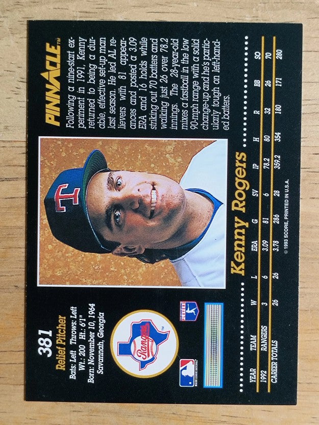 1993 Pinnacle #381 Kenny Rogers