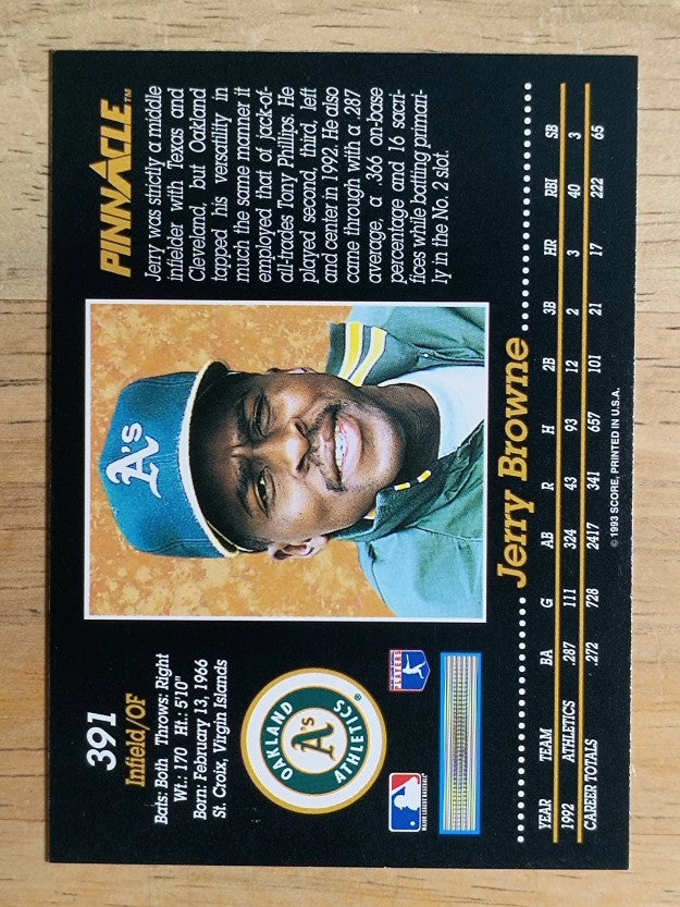 1993 Pinnacle #391 Jerry Browne