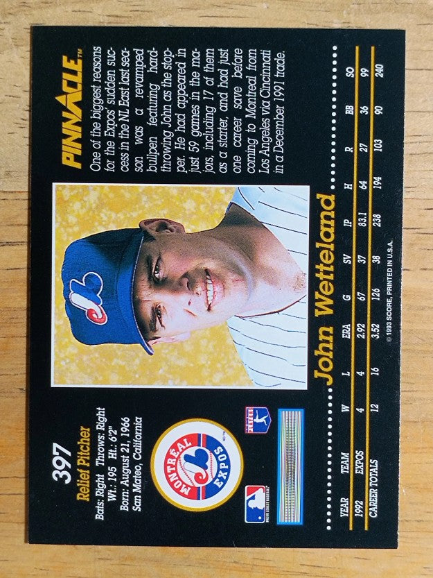 1993 Pinnacle #397 John Wetteland