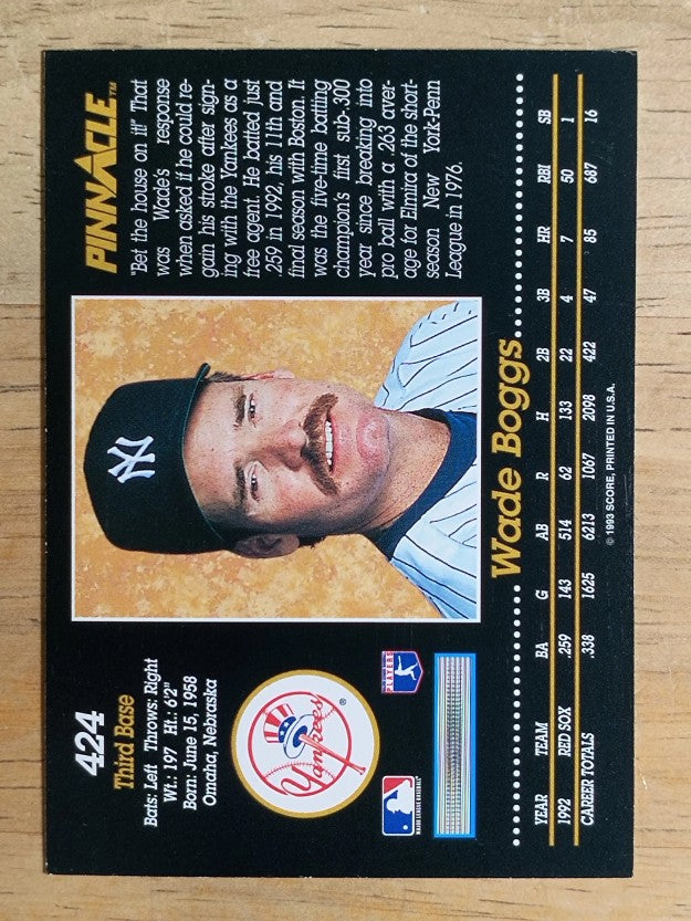 1993 Pinnacle #424 Wade Boggs