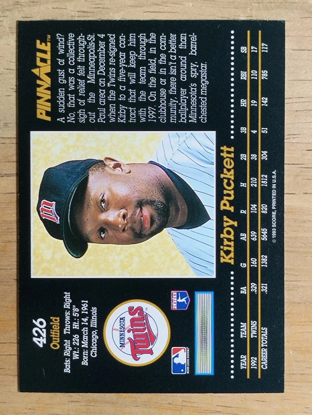 1993 Pinnacle #426 Kirby Puckett