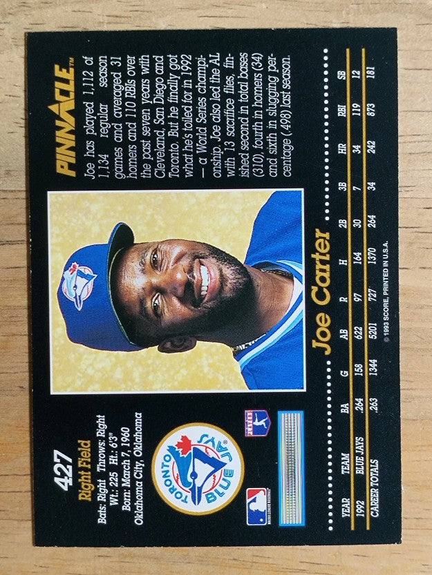 1993 Pinnacle #427 Joe Carter