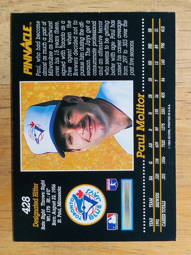1993 Pinnacle #428 Paul Molitor
