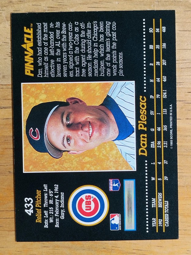1993 Pinnacle #433 Dan Plesac