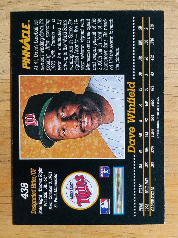 1993 Pinnacle #438 Dave Winfield