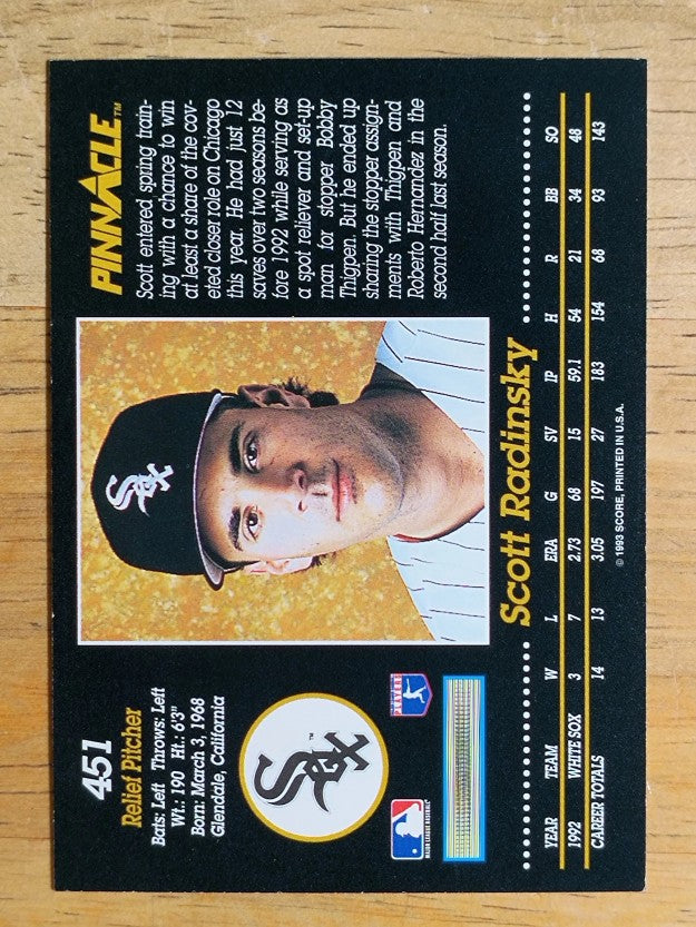 1993 Pinnacle #451 Scott Radinsky