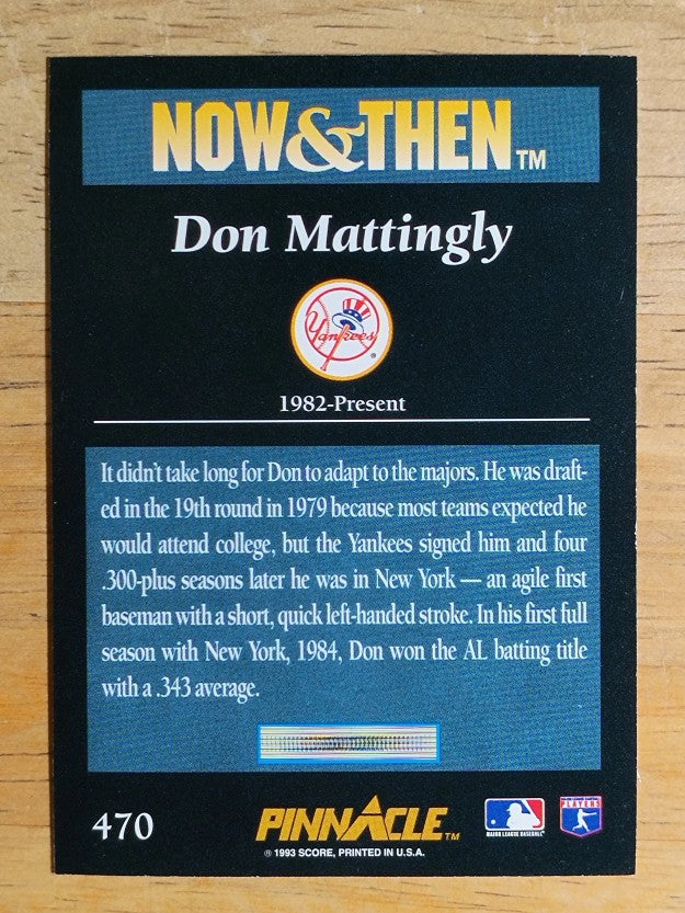1993 Pinnacle #470 Don Mattingly NT