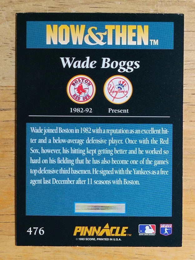 1993 Pinnacle #476 Wade Boggs NT
