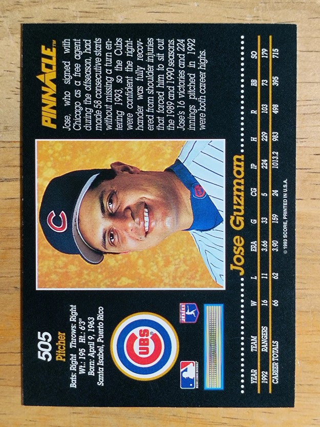 1993 Pinnacle #505 Jose Guzman