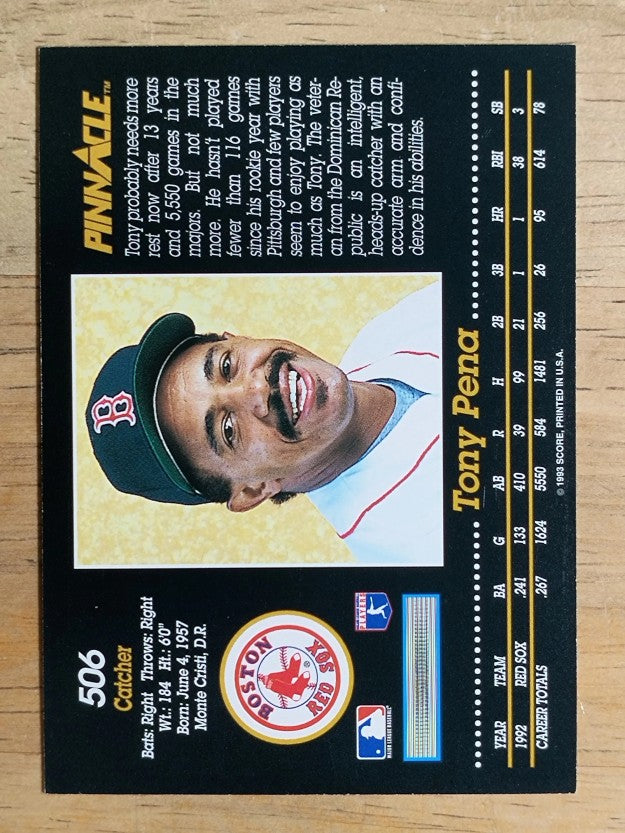 1993 Pinnacle #506 Tony Pena