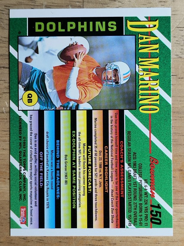 1993 Bowman #150 Dan Marino FOIL