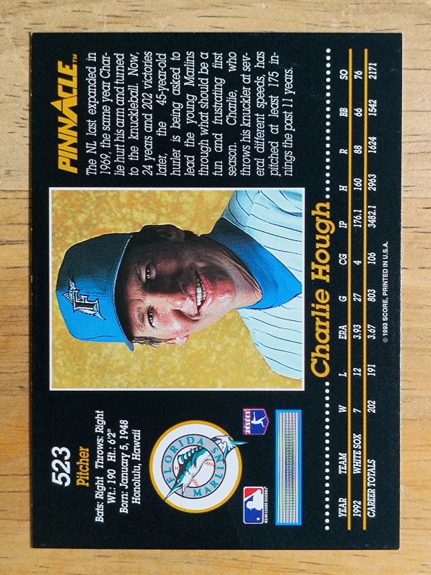 1993 Pinnacle #523 Charlie Hough