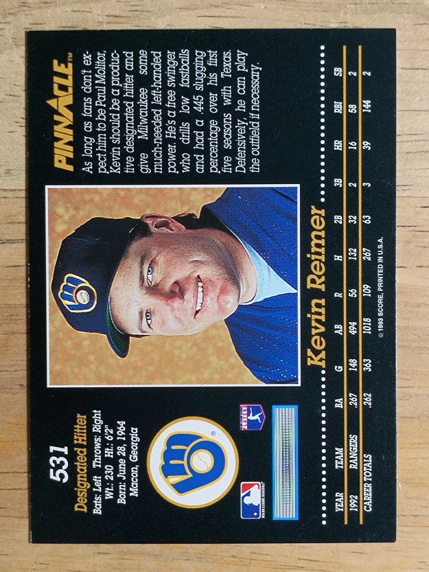 1993 Pinnacle #531 Kevin Reimer