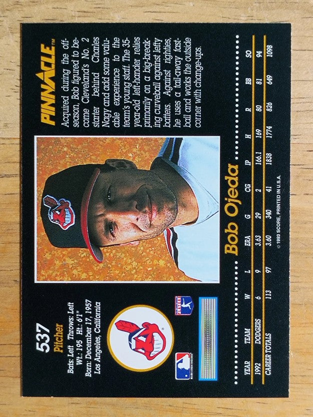 1993 Pinnacle #537 Bob Ojeda