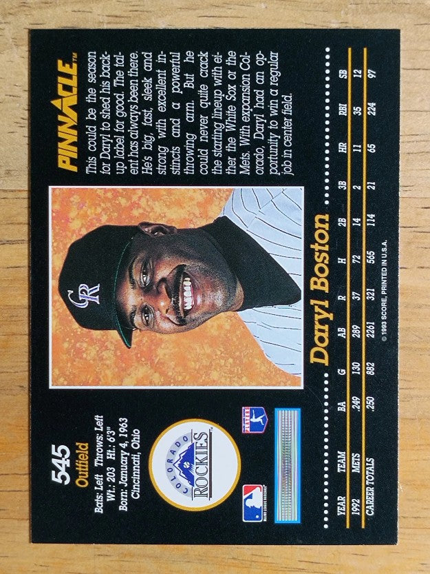 1993 Pinnacle #545 Daryl Boston