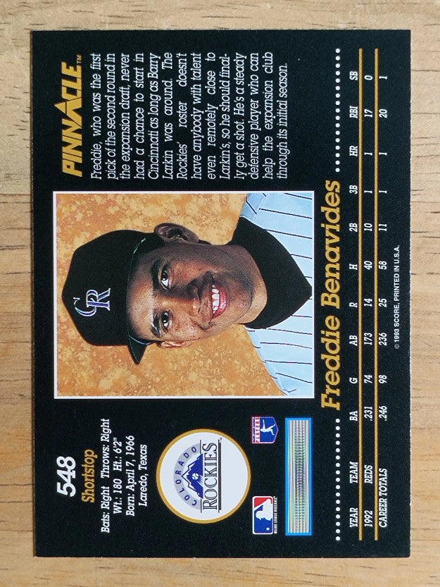 1993 Pinnacle #548 Freddie Benavides