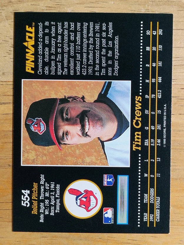 1993 Pinnacle #554 Tim Crews