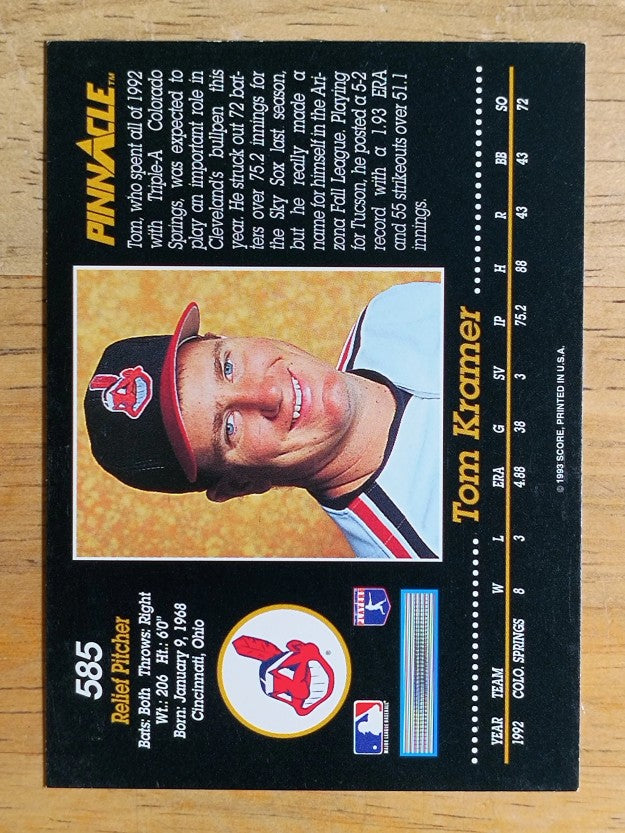 1993 Pinnacle #585 Tom Kramer RC