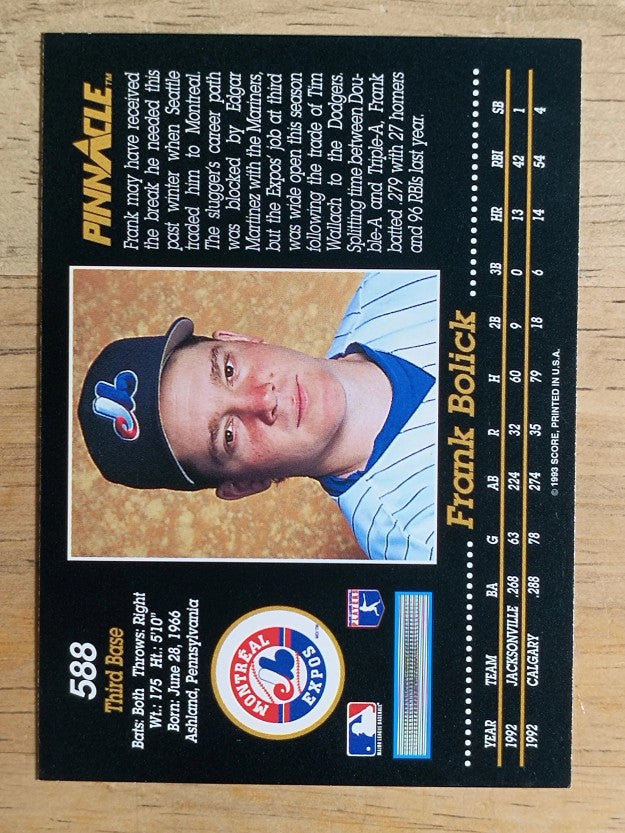 1993 Pinnacle #588 Frank Bolick