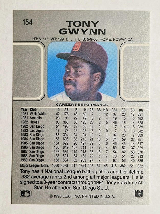 1990 Leaf #154 Tony Gwynn