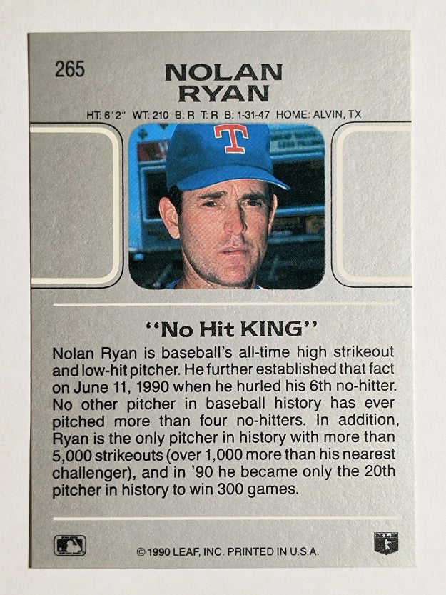1990 Leaf #265 Nolan Ryan SPEC