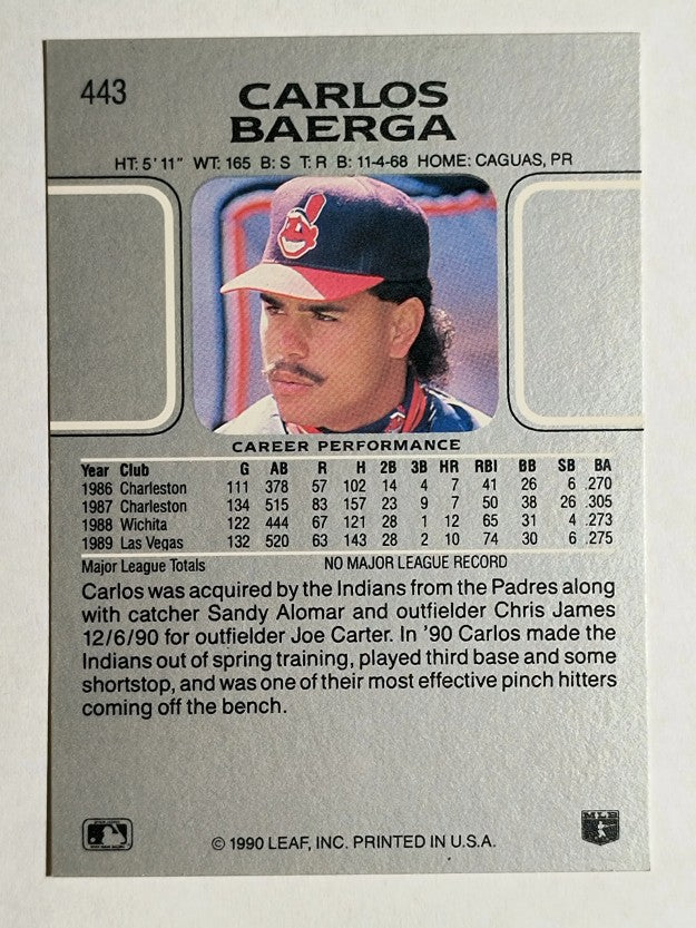 1990 Leaf #443 Carlos Baerga RC