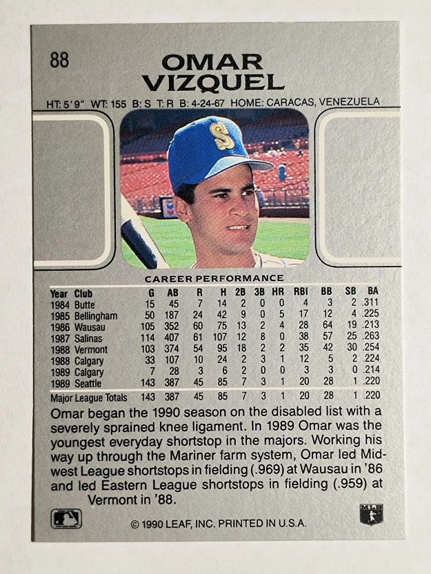 1990 Leaf #88 Omar Vizquel
