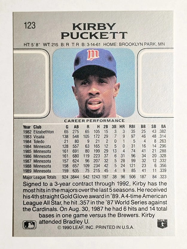 1990 Leaf #123 Kirby Puckett