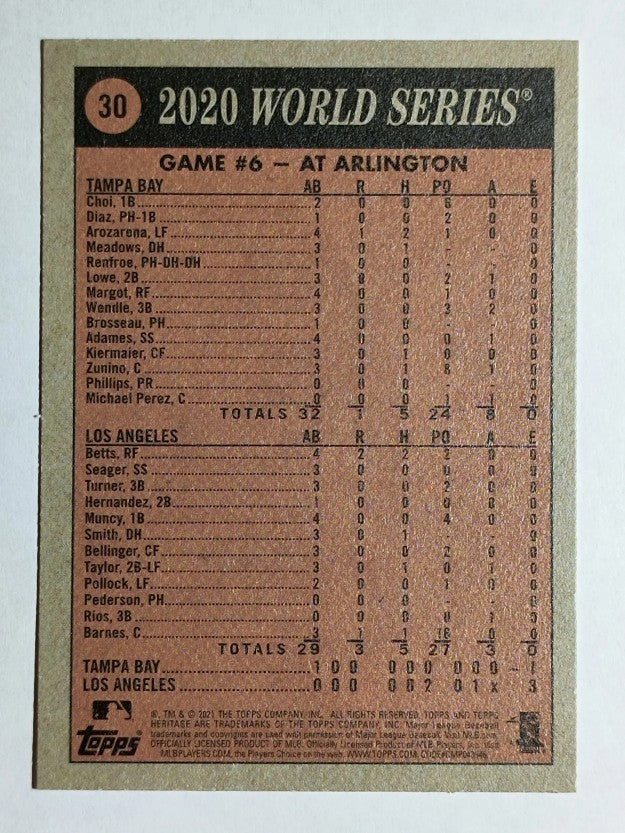2021 Topps Heritage #30 Game 6 WS HL