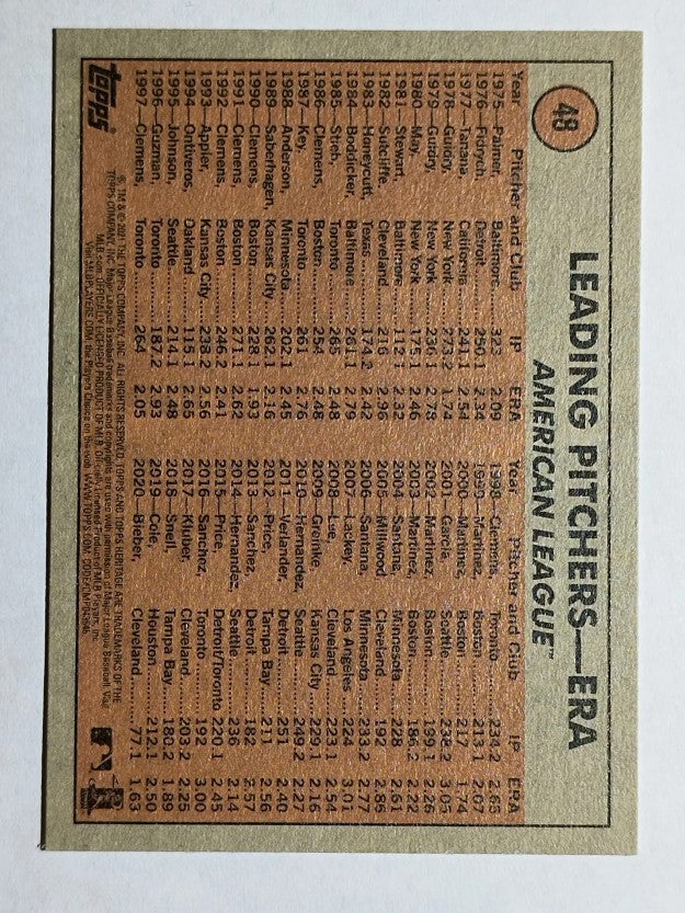 2021 Topps Heritage #48 Shane Bieber IA