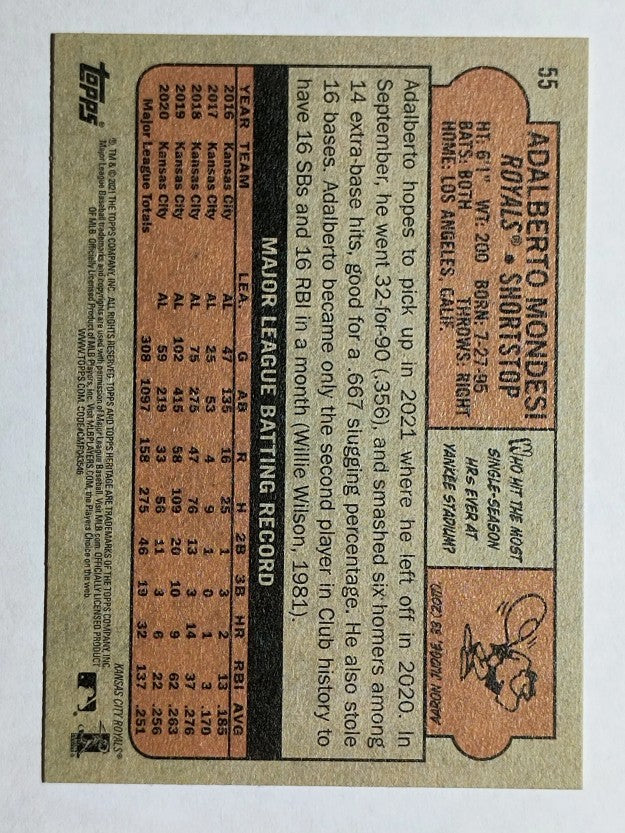 2021 Topps Heritage #55 Adalberto Mondesi