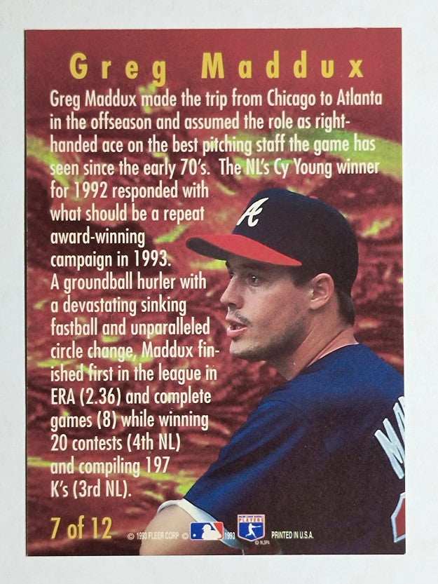 1994 Fleer Smoke 'n Heat #7 Greg Maddux