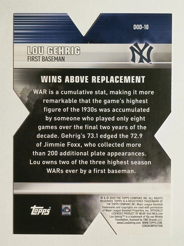 2020 Topps Decade of Dominance #DOD10 Lou Gehrig