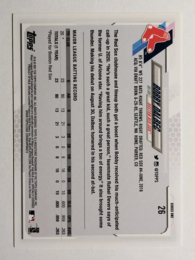2021 Topps #26 Bobby Dalbec RC