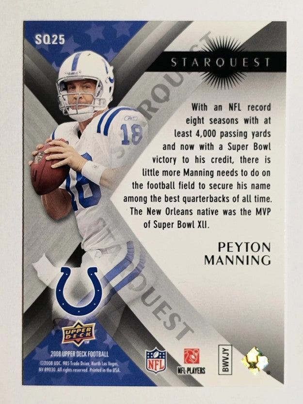 2008 Upper Deck StarQuest Silver Board #SQ25 Peyton Manning