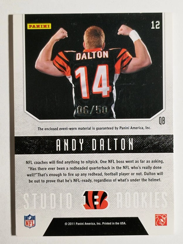2011 Rookies and Stars Studio Rookies Materials Prime #12 Andy Dalton