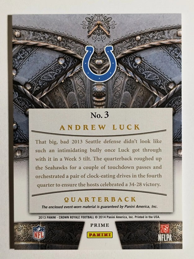 2013 Crown Royale Knights of the Gridiron Materials Prime #3 Andrew Luck
