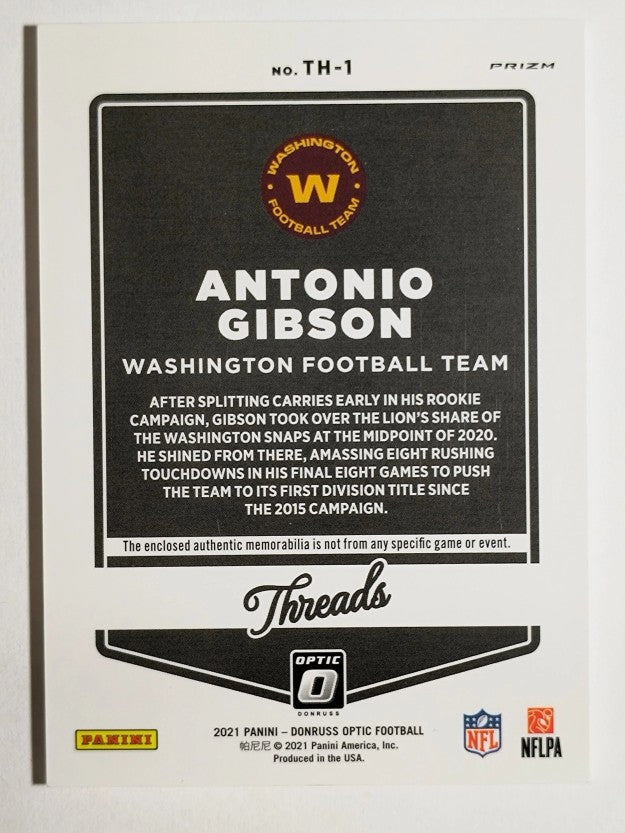 2021 Donruss Optic Donruss Threads Blue Hyper #1 Antonio Gibson