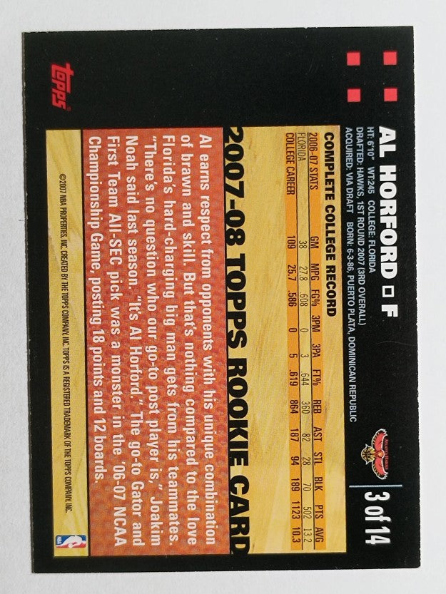 2007-08 Topps Rookie Set Orange #3 Al Horford