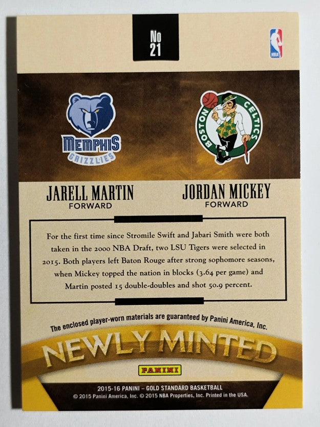 2015-16 Gold Standard Newly Minted Memorabilia Duals Jarell Martin/Jordan Mickey