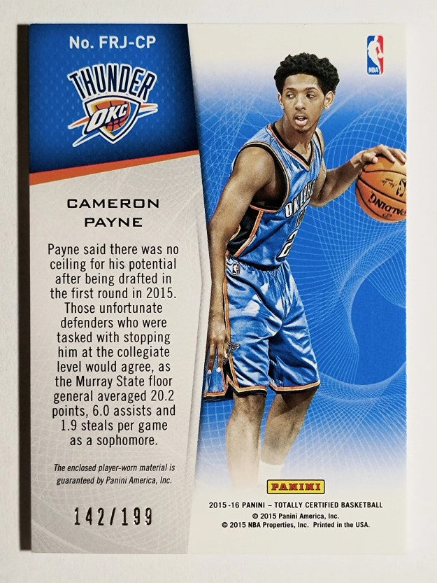 2015-16 Totally Certified Rookie Fabric of the Game Jerseys Red Cameron Payne