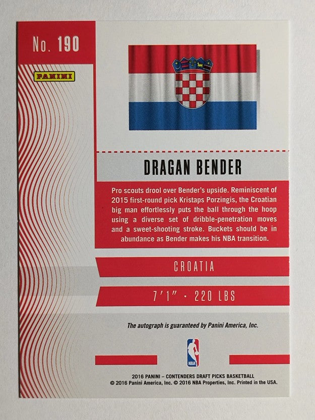 2016-17 Panini Contenders Draft Picks #190 Dragan Bender AU
