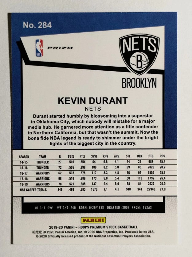 2019-20 Hoops Premium Stock Prizms Silver #284 Kevin Durant