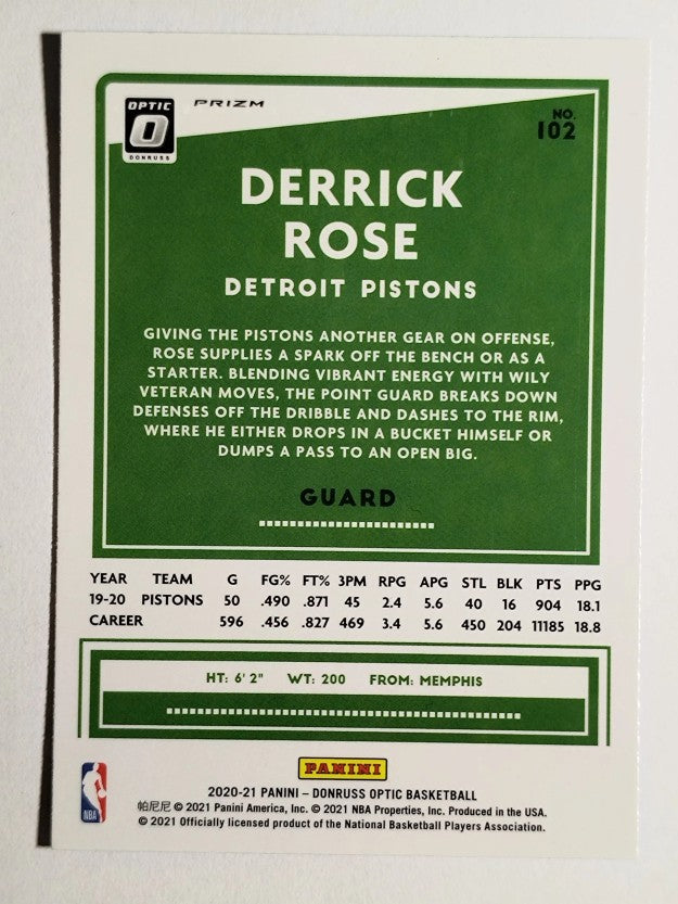 2020-21 Donruss Optic Blue Velocity #102 Derrick Rose
