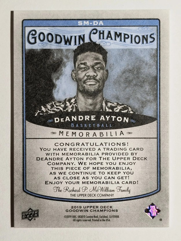 2019 Upper Deck Goodwin Champions Splash of Color Memorabilia DeAndre Ayton C