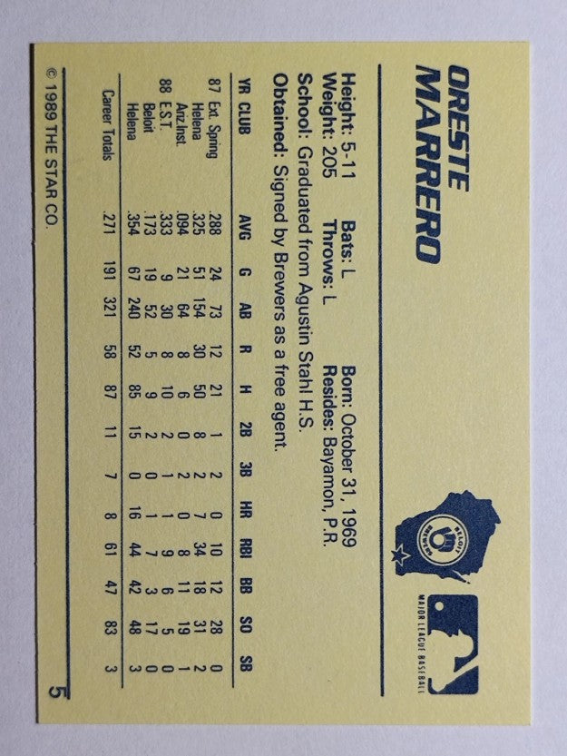 1989 Star #5 Oreste Marrero