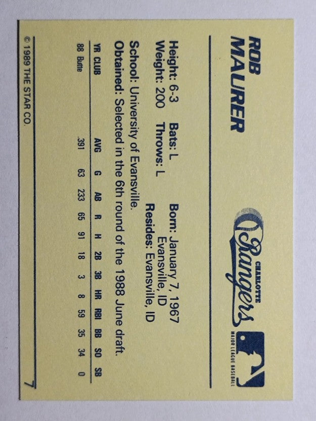 1989 Star #7 Rob Maurer