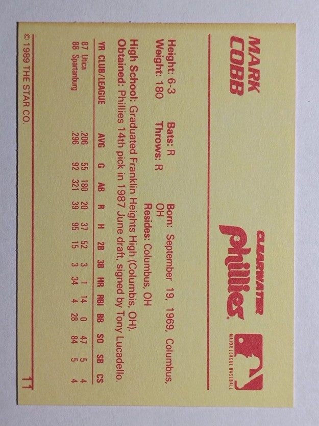 1989 Star #11 Mark Cobb